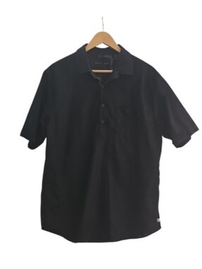 Sean John Linen Blend Shirt XL Black Short Sleeve Button Up Casual Men NWOT
